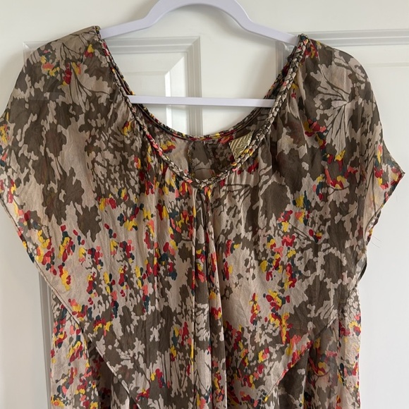 100% Silk Anthropologie Postella Floral Wales City Silk Flutter Top Small - Picture 2 of 7